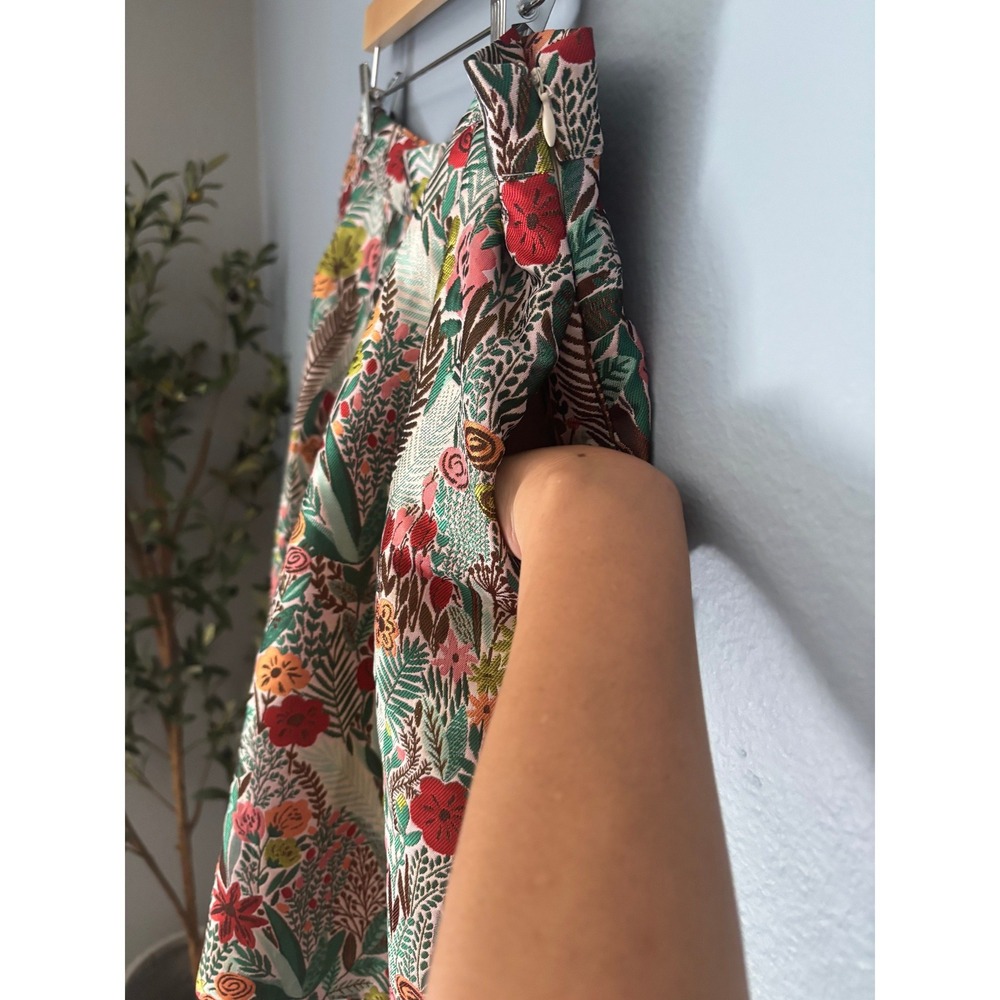 ModCloth Floral Tapestry Pleated Mini Skirt Red Green Whimsical Size 16 NWT Boho - Picture 3 of 10